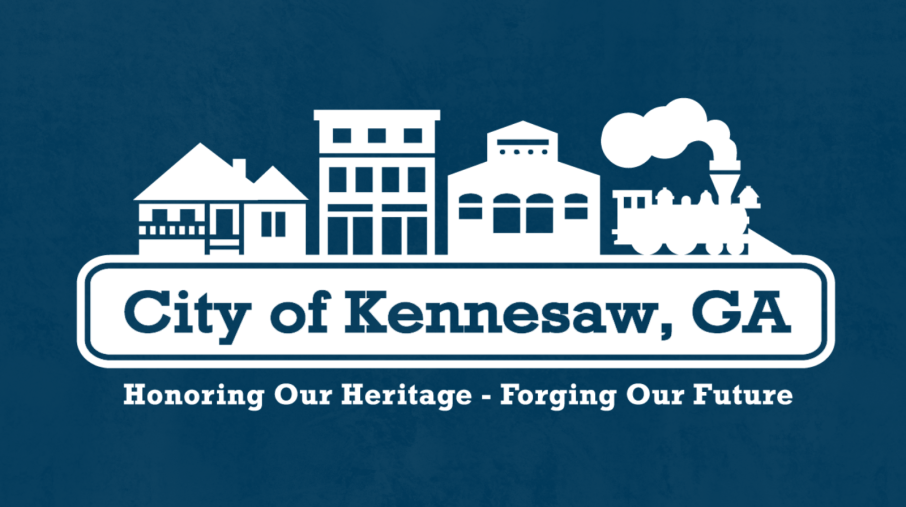 Kennesaw, GA logo showcasing the name and distinctive graphic elements representing the city.