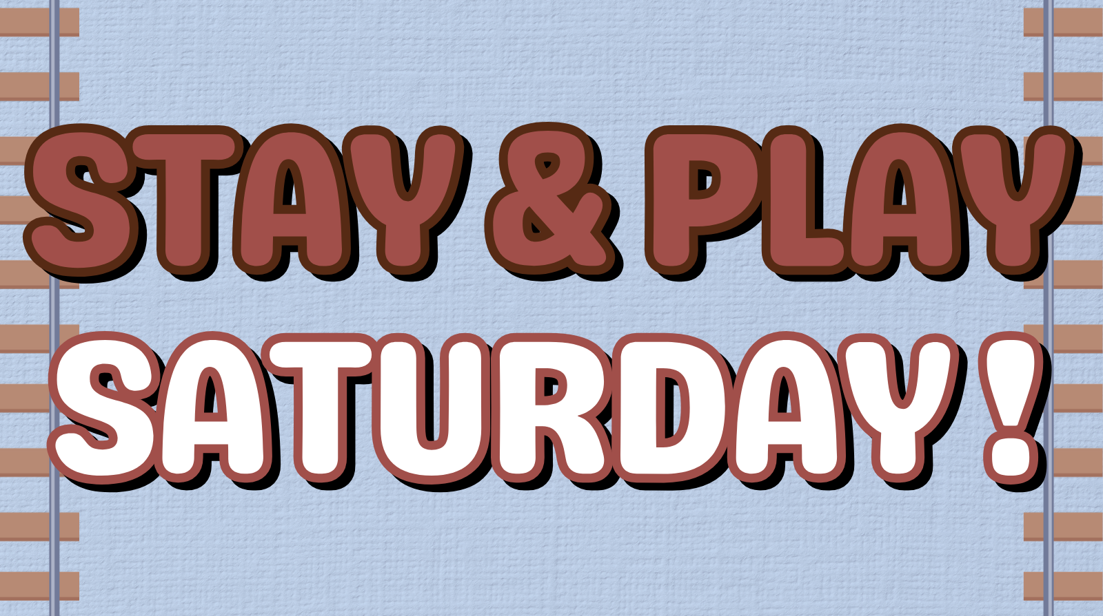 "Stay & Play" text over a light lavender background